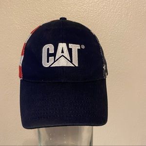 CAT Hat American Flag SnapBack Caterpillar Snap Back Cap Red White Blue